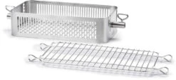 Napoleon Flat Stainless Steel Rotisserie Basket -GrillMate Sales Shop 57013 Web Gallery 03 57013 Adjustable Stainless Steel Rotisserie Basket OnWhite Seperated